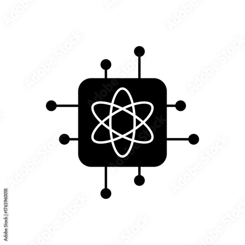AI quantum computer chip processing future flat icon
