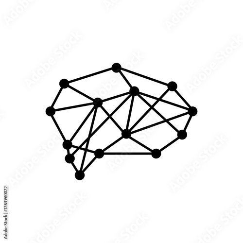 Outline AI neural network deep learning line art icon
