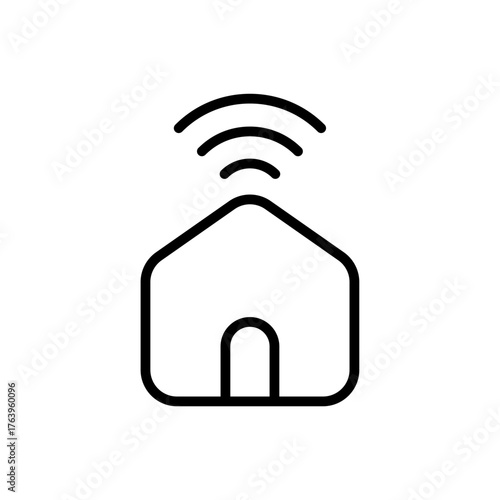 Outline smart home WiFi house automation line art icon
