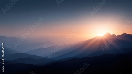 sunrise over mountains, hope and new beginning concept, ideal for motivational quote background