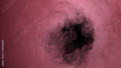 3D pink smoke swirling on a black background. 