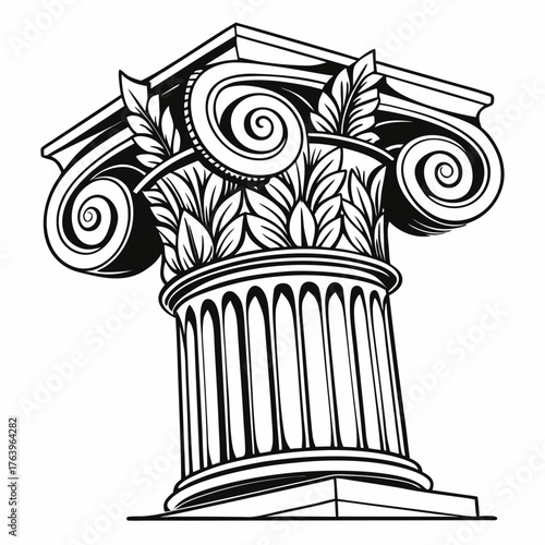 Ionic Column Capital – Classical Architecture SVG with Volutes & Acanthus Detailing