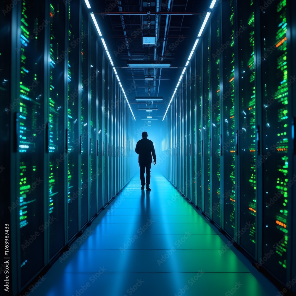 Fototapeta premium man in the processor room