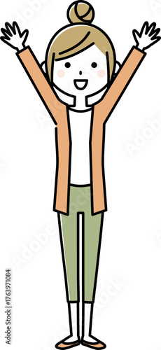 若い女性　ママ　バンザイ