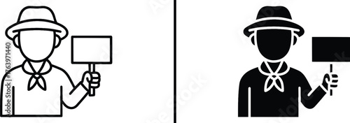 Holding the Message: An illustrated person, wearing a hat and scarf, stands holding a blank sign ready to display a powerful message.