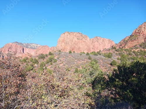 A scenic view at Kolob Canyon in Zion National Park in Utah