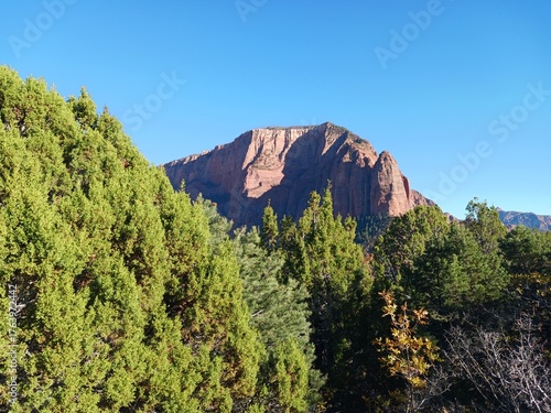A scenic view at Kolob Canyon in Zion National Park in Utah