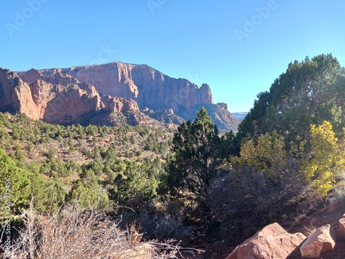 A scenic view at Kolob Canyon in Zion National Park in Utah