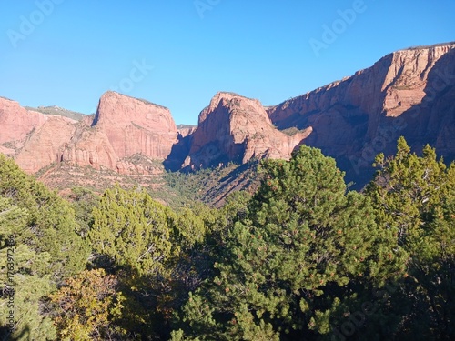 A scenic view at Kolob Canyon in Zion National Park in Utah