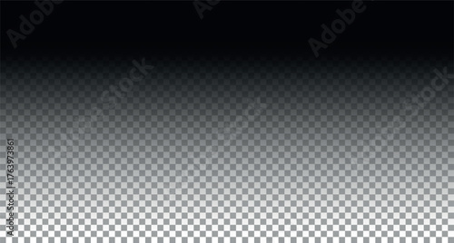 Gradient background with fade black color. Dark shadow from top to bottom isolated on transparent backdrop