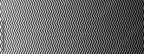Lined halftone pattern with fade of zigzag stripes. Black and white vector background with thickness gradation