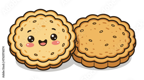 Cute cartoon cookies with smiling face and crispy texture  