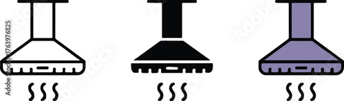 kitchen range hood icons set modern ventilation extractor symbols steam smoke minimal vector illustration for ui and branding