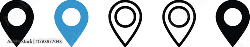 minimal map pin icon collection for navigation apps ui design location markers in vector and raster