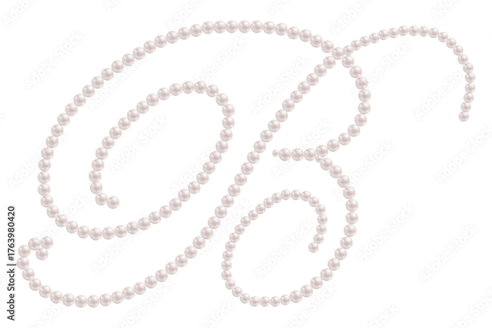 Obraz premium White Pearls Alphabet Letter B Luxury Text Design Vector Illustration. 