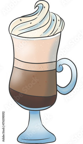 Ilustração de Mocha Latte com Chantilly