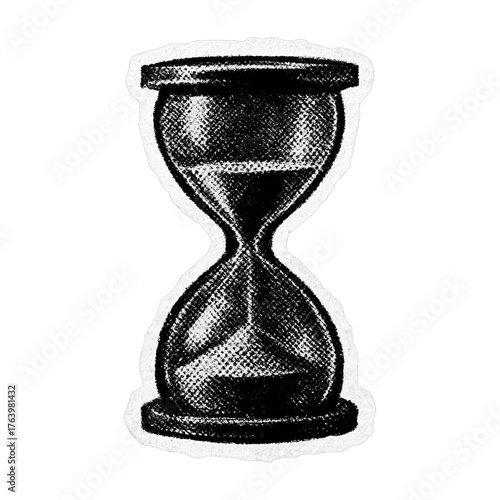 PNG Vintage monochrome hourglass illustration. © Rawpixel.com