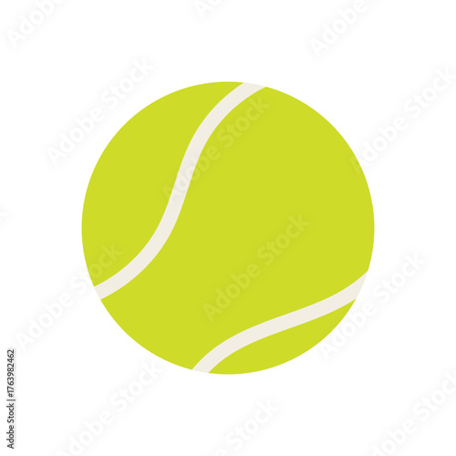 Minimal vector tennis ball with dynamic seam curve and fresh lime tone. Sport equipment symbol for posters, web design, or branding.