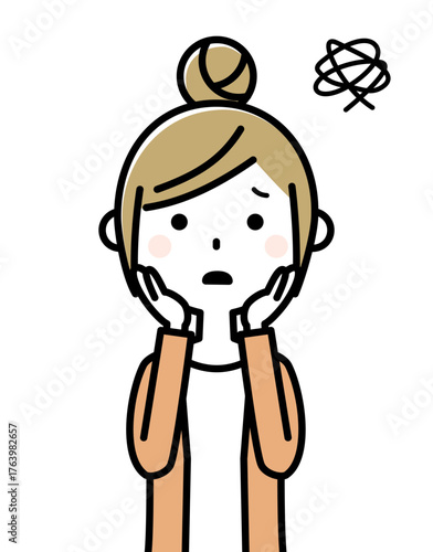 若い女性　ママ　困る