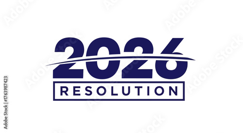 Graphic design featuring the numbers 2026 with the word RESOLUTION in a rectangle below, suitable for New Year's resolutions or future planning