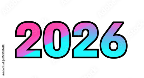 The year 2026 depicted in vibrant, colorful text, symbolizing future planning and upcoming events