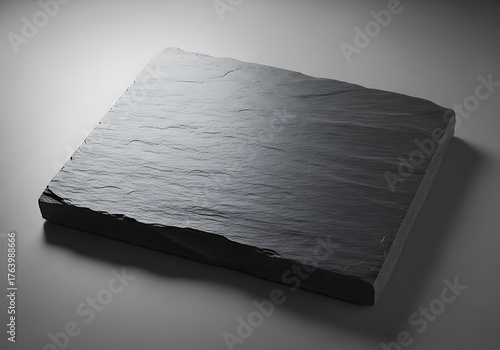 Close-up textured slate platform, minimalist style food photography stage