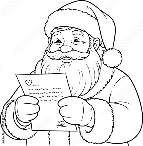 Wallpaper Mural Whimsical sketch of santa claus reading a letter with a gentle smile Torontodigital.ca