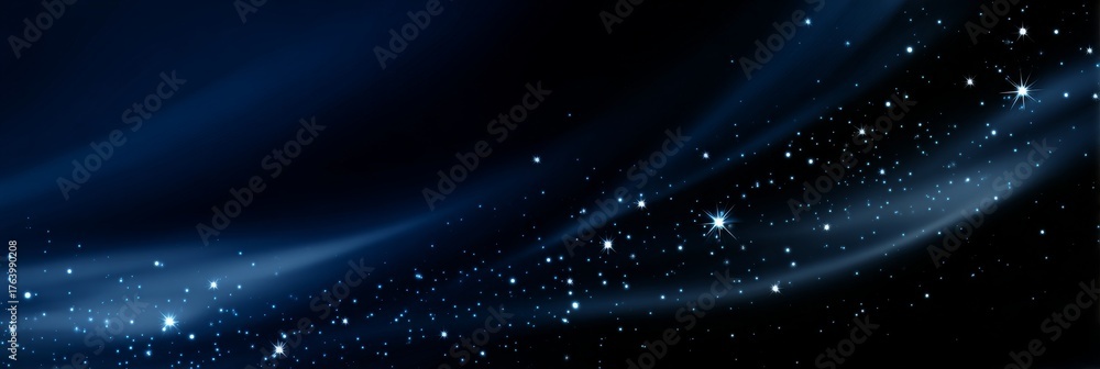 Obraz premium Minimalist galaxy illustration with bright stars on a deep navy backdrop, glowing softly with refined cosmic elegance.