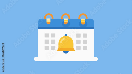 An alarm bell icon merging into a calendar emphasizing reminders and deadline alerts in a cohesive design.