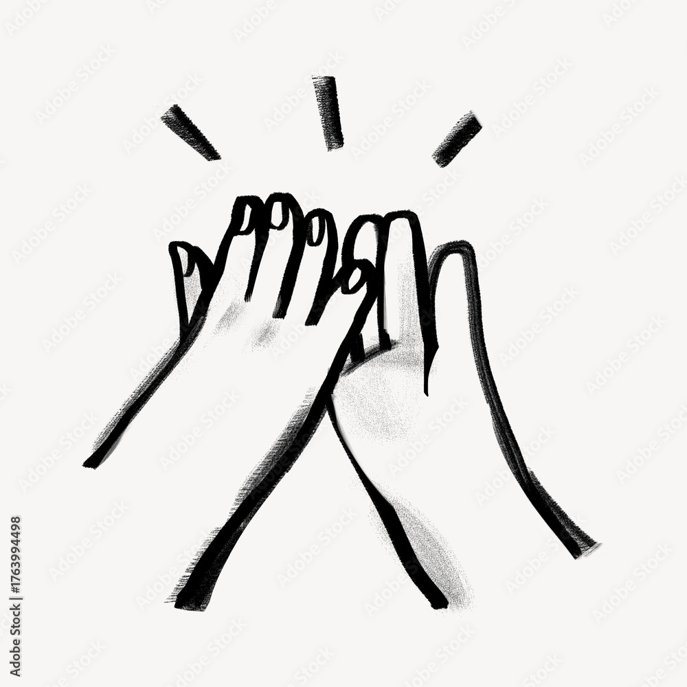 Obraz premium High five hands, gesture doodle