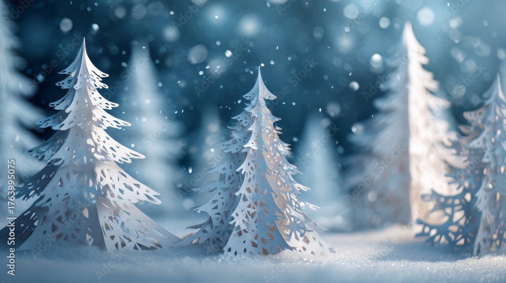 Obraz premium small white pine forest on snow