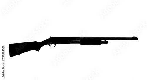 Sleek black silhouette of a pump action shotgun, perfect for security, hunting, or defense concept illustrations