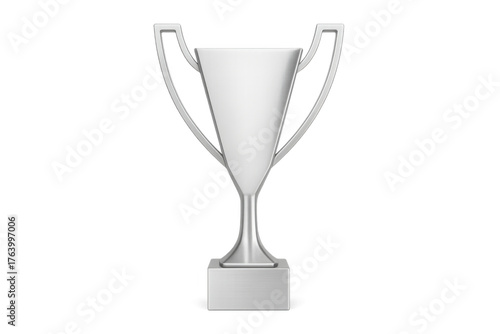 Silver award trophy representing success, championship, and achievement on transparent background