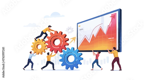Teamwork and collaboration drive business growth and success through data analysis and strategic planning