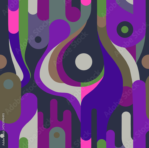 Abstract mosaic pattern painted in bright colors from geometric shapes drawn by hand.Seamless background.
