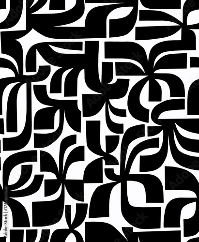 Black and white abstract hand-drawn doodles .Seamless pattern.