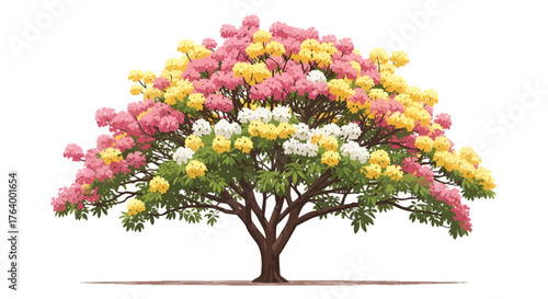 Vibrant Tabebuia Tree with Colorful Flowers