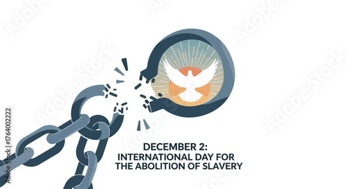 Support the fight against slavery this December 2nd and celebrate the International Day for its Abolition with a powerful image of a broken chain and a dove of freedom