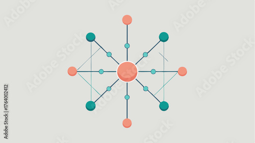 A minimalist design featuring a central node with delicate threads radiating towards various abstract points symbolizing incoming and outgoing connections.