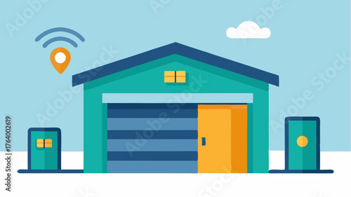 A garage with a smart door or that can be activated via smartphone or geolocation allowing for easy access without needing a physical key.
