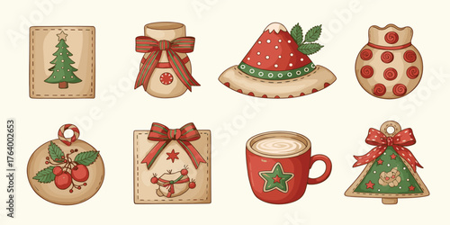 Festive Christmas Decorations and Holiday Elements for Seasonal Design and Celebration