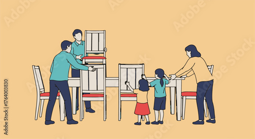 Cherished Holiday Tradition A Loving Family Engaged in Festive Tree Decoration and Gift Giving