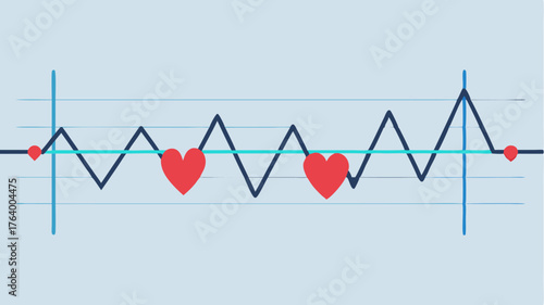 A multiline graph visualizing heart rate fluctuations throughout the day set against a minimalist background.