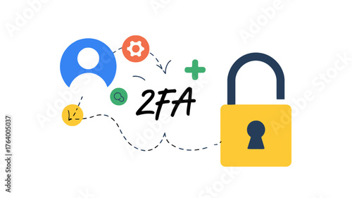 Secure your digital life with two factor authentication represented by a padlock and user icons