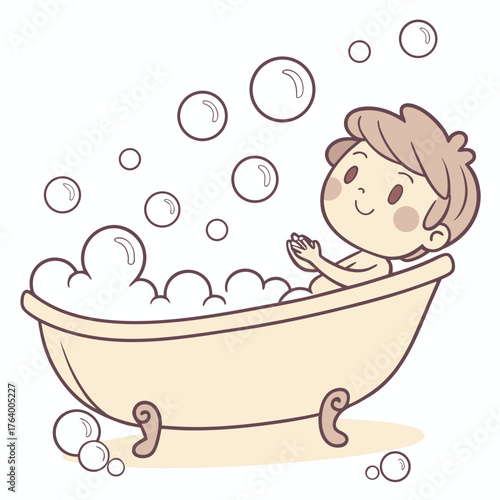 Bubbles Kid taking a bath