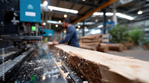 This image showcases a woodworking process with flying wood shavings, highlighting the creativity and craftsmanship involved in transforming raw materials into fine products.