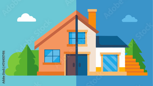 A splitimage comparison of a beforeandafter home renovation illustrating the potential for property improvement and increased value.