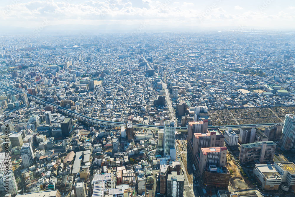 Obraz premium 日本の都市風景 大阪府大阪市 あべのハルカスからの眺望