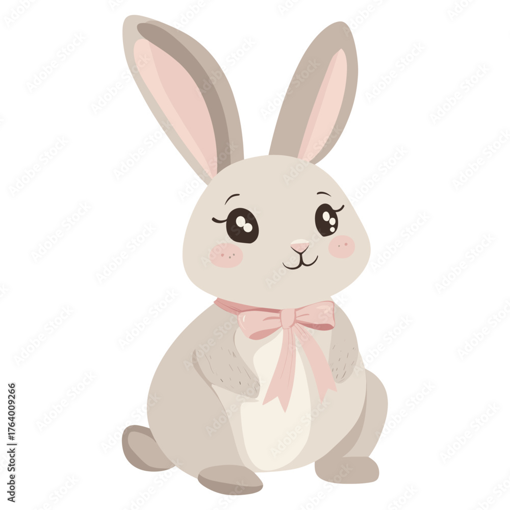 Fototapeta premium A bunny with ribbon illustration animal rabbit vector
