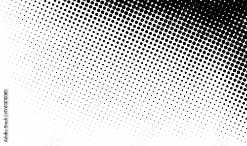 Black halftone gradient of dots on white background. Retro vector illustration ideal for comics, art, or pop design.
